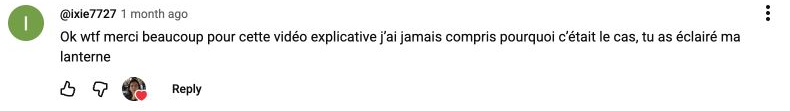 Capture du commentaire de Ixie sur les contenus de Léonie.